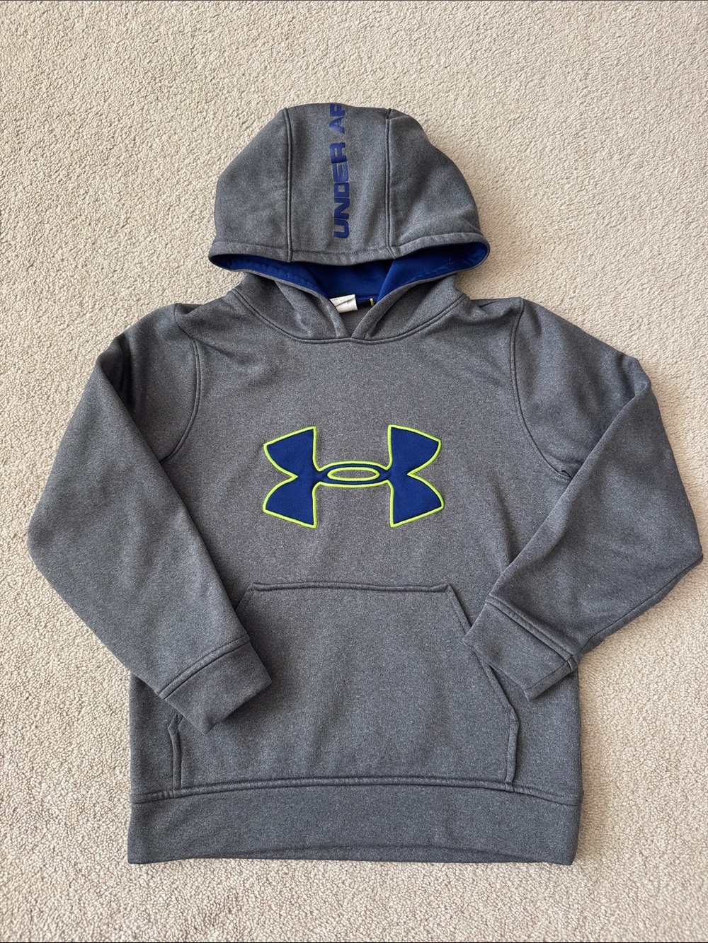 Under Armour Boys Fleece Big Logo Hoodie - Gray/Blue